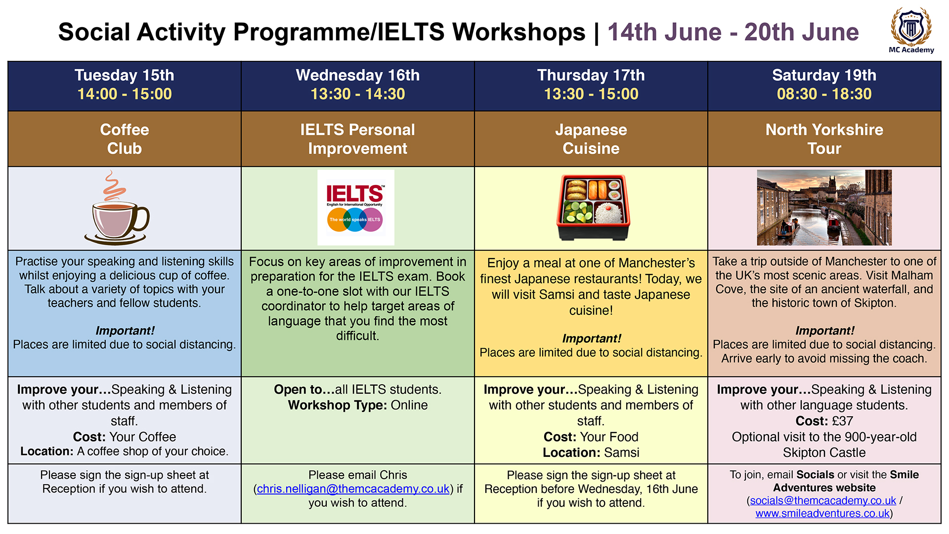 Activities 14th June - 20th June