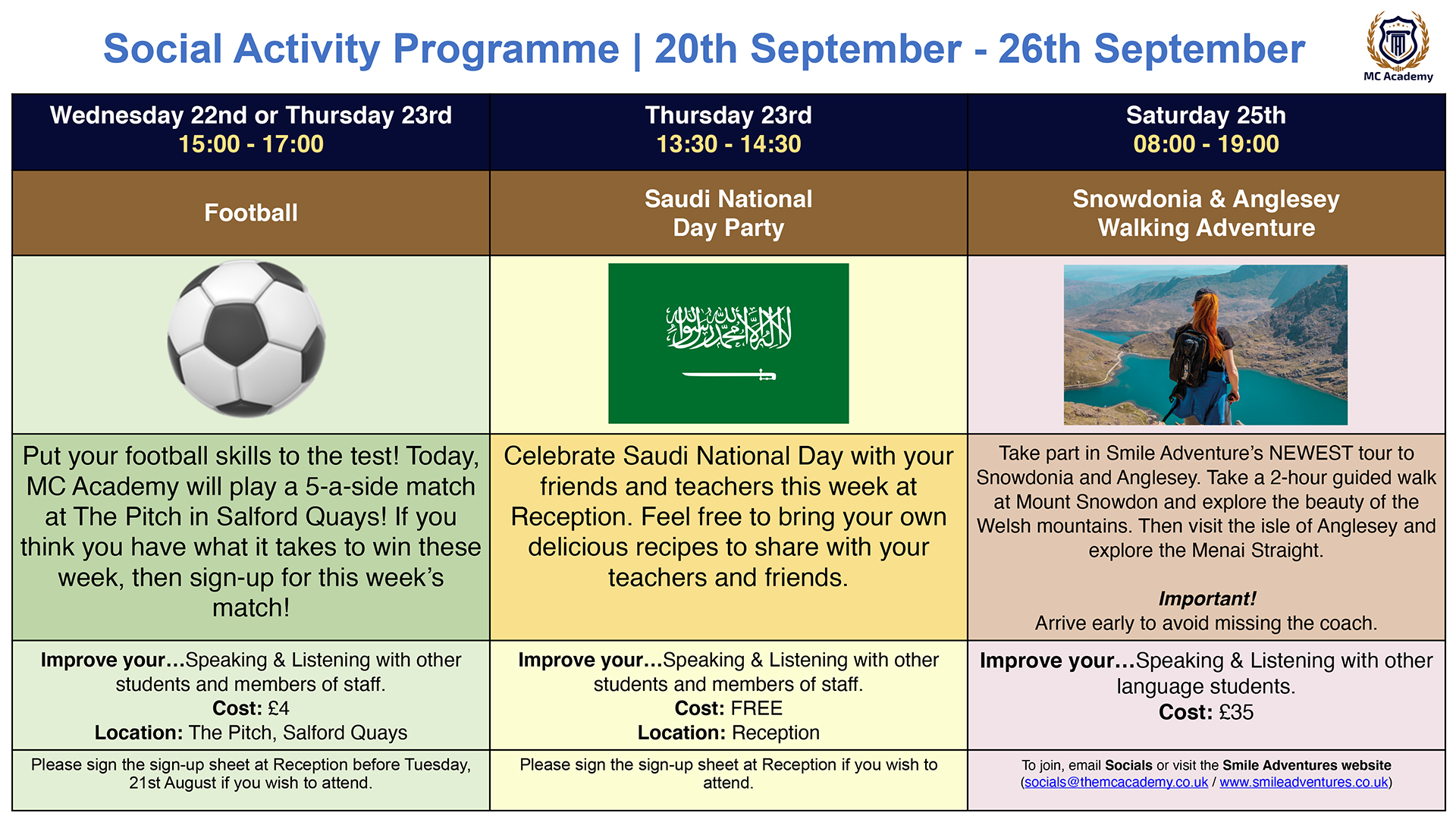 Activities 20th September - 26th September Activities 20th September - 26th September